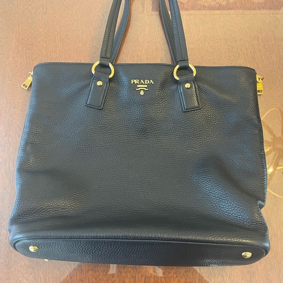 Prada Handbags - Prada Black Tote with Gold Accents
